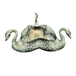 Vintage Toyo Brass 3 Swan Goose Planter Verdigris Brass Swan Planter